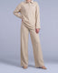 Vispolo Set Labelnou : polo manches longues et pantalon large femme, coloris beige