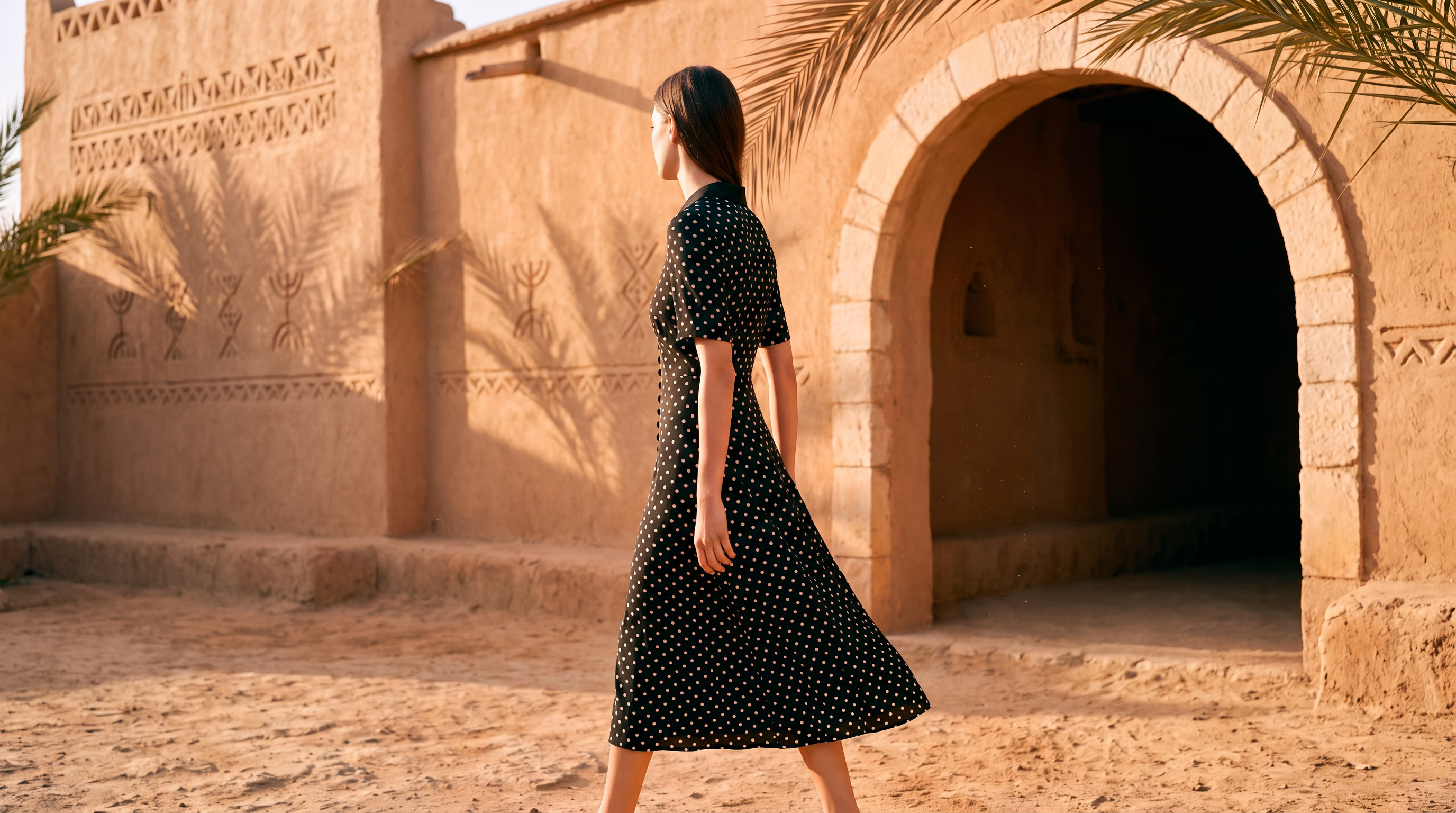 Labelnou — The Rosalie Polka Dress, éditorial kasbah du sud