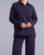 Ligne Polo Labelnou : polo femme manches longues, coloris bleu marine