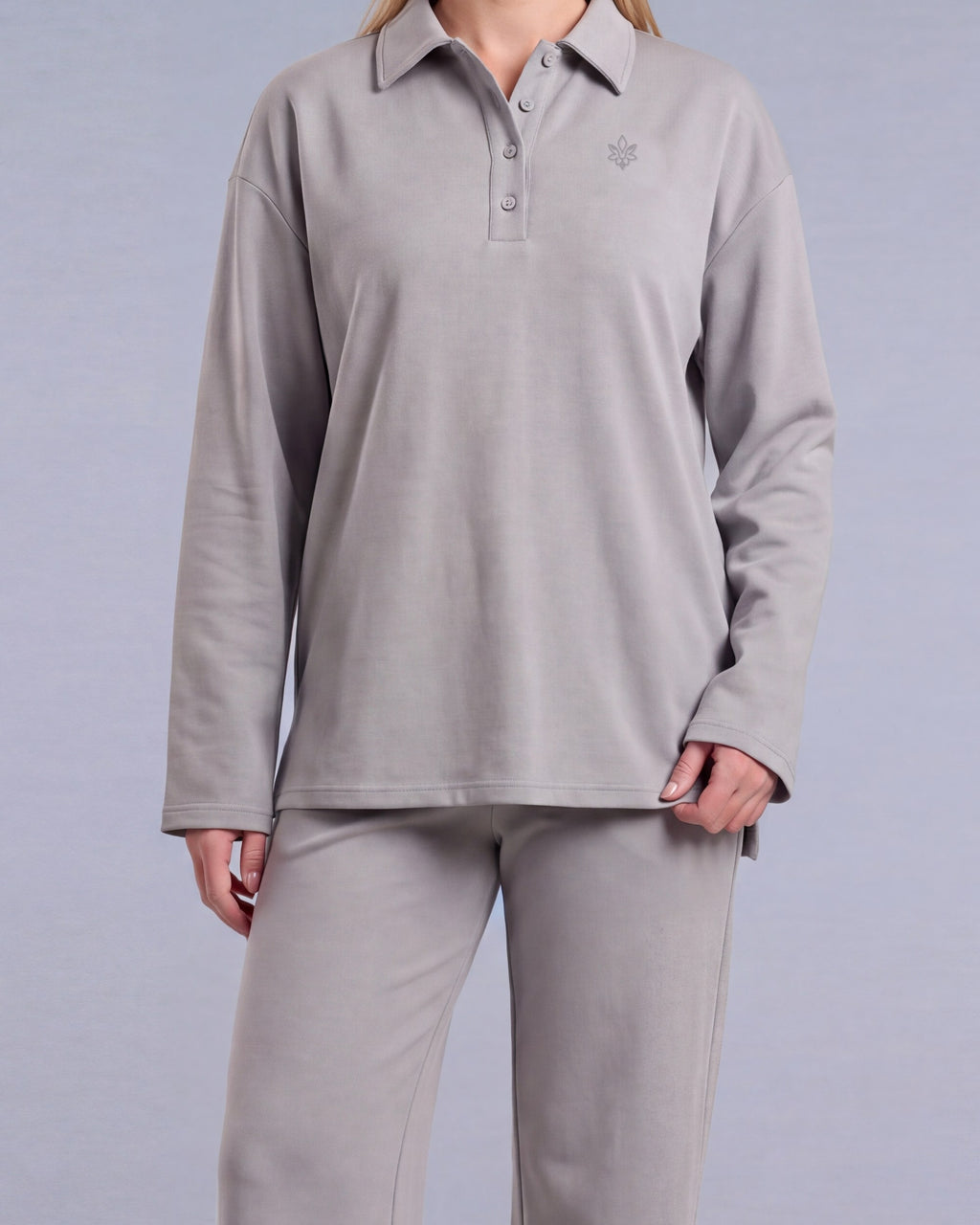 Ligne Polo Labelnou : polo femme manches longues, coloris gris