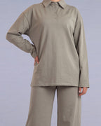 Ligne Polo Labelnou : polo femme manches longues, coloris vert sauge