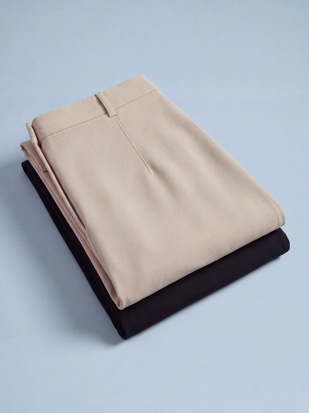 Pantalon Asya, crêpe sergé beige et noir
